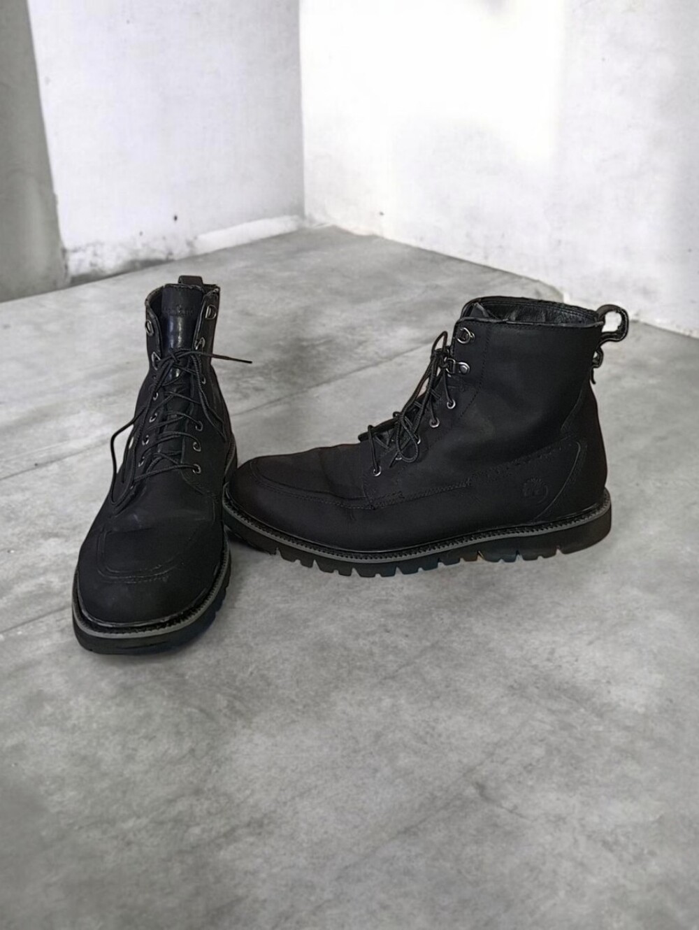 The Timberland Black Leather Tactical Boots Men's size 11.5